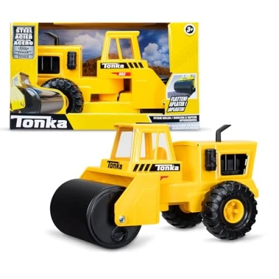 Afbeelding van Tonka Steel Stoomwals, duurzame constructie van echt staal, geel sloopspeelgoed met realistische werking, vanaf 3 jaar, voor jongens en meisjes, ideaal kinderen peuters, Basic Fun