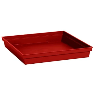 Afbeelding van Bloempot kunststof onderschaal Toscane rood vierkant L27 x B27 H4 cm Plantenpotten
