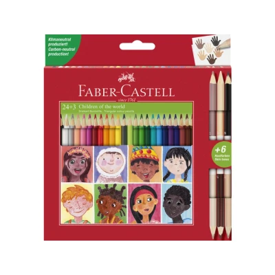Afbeelding van 6x Kleurpotlood Faber Castell Driekant karton etui 24 3 stuks Children