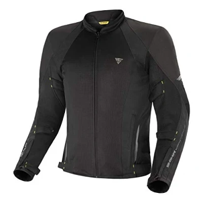 Afbeelding van SHIMA JET Motorjack voor heren, ademend, zomer, mesh, motorcycle, stad, textieljas mannen met waterdicht membraan, CE schouders, ellebogen en rugbeschermers, breedteverstelling (zwart, XL)