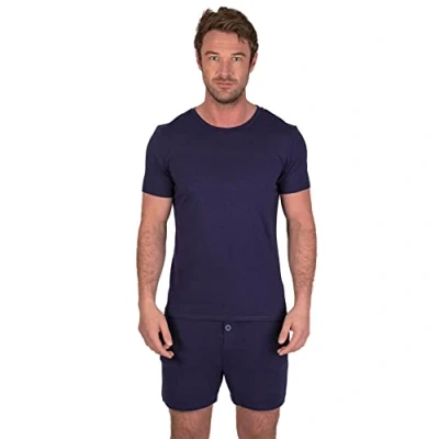 Afbeelding van Light &amp; Shade Pyjama met top en korte broek voor heren, marineblauw, XXL