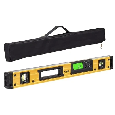 Afbeelding van VEVOR Digitale Hellingsensor Aluminium Waterpas met LCD scherm Lengte 600 mm 3 libellen Meetbereik van 0 360(4x90) 0,5 mm/m Nauwkeurigheid Geheugen Opname en opslagfunctie