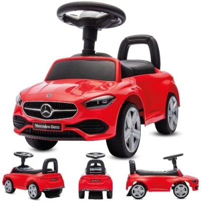Afbeelding van Bobbycar loopauto, Mercedes glijauto vanaf 1 jaar, in rood, blauw, wit, zwart, kinderauto, babyauto, loophulp met claxon en motorgeluiden (rood)