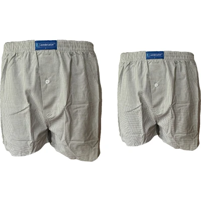 Afbeelding van Embrator 2 stuks mannen Boxershorts geweven katoen olijfgroen/wit L