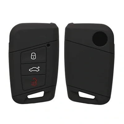 Afbeelding van kwmobile Autosleutel hoesje compatibel met VW 3 knops (alleen Keyless Go) hoes behuizing Sleuteletui in zwart