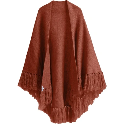 Afbeelding van Emilie scarves omslagdoek knitwear cape met franjes poncho Bruin