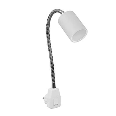 Afbeelding van ledscom.de GU10 fitting lamp WAIKA Zwanenhals, schakelaar, wit incl. LED 450lm