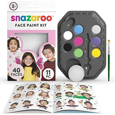 Afbeelding van Snazaroo 1180137 Make up set Fantasie 8 gezichts en lichaamsverven op waterbasis met spons, penseel instructies