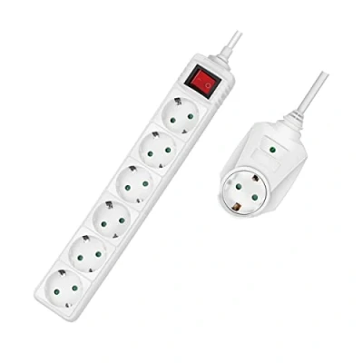 Afbeelding van LogiLink LPS274 stekkerdoos 7 voudig + schakelaar, 6X CEE 7/3 1 doorgangsstekker, 2 m