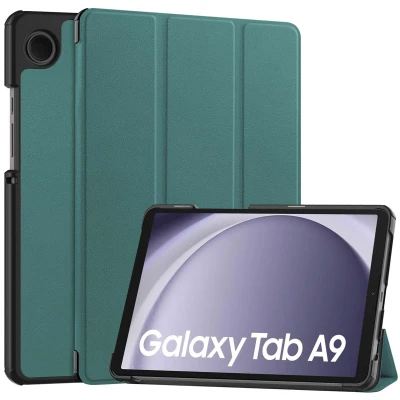 Afbeelding van Samsung Galaxy Tab A9 Hoes: iMoshion Trifold Bookcase Donkergroen Kunstleder Tablet Hoezen