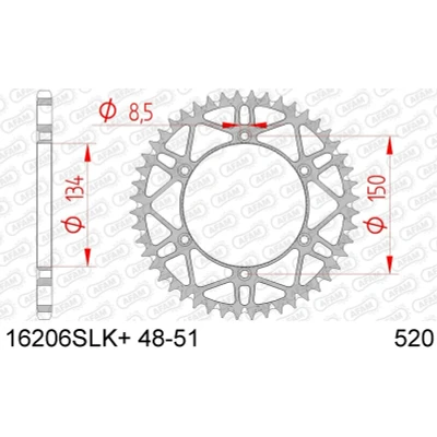 Afbeelding van AFAM Tandwiel Achterzijde Staal SUPER LIGHT 48T 520 Zwart MX ENDURO