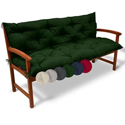 Afbeelding van Beautissu Tuinbank kussen Flair BR kussens voor tuinmeubelen 100 x 50 cm groen zitkussen en rugkussen