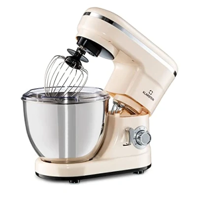 Afbeelding van Klarstein Bella Mini Roermachine Keukenmachine Deeghaak, Kneedhaak En Garde 1200 W 6 Vermogensstanden Plus Pulsefunctie 4 Liter Roestvrijstalen Kom Behuizing: Abs Kunststof Anti Slip Voetjes Oververhittingsbeveiliging Crème
