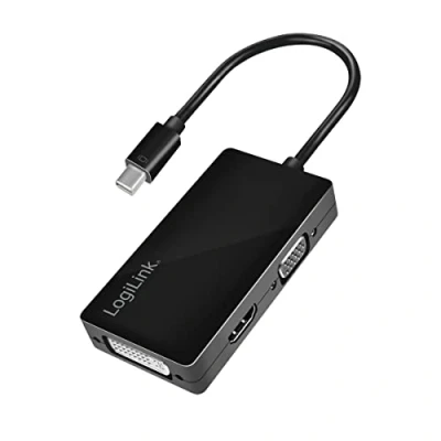 Afbeelding van LogiLink CV0110 Adapter [1x Mini DisplayPort stekker 1x DVI bus 24+1 polig, HDMI bus, VGA bus] Zwart