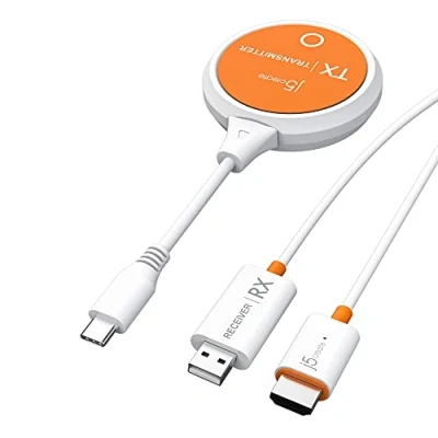 Afbeelding van j5create ScreenCast USB C naar HDMI draadloze display zender en ontvanger, ondersteunt 1080p, compatibel met MacBook, iPad Pro, ChromeOS, laptops Android (JVAW62)