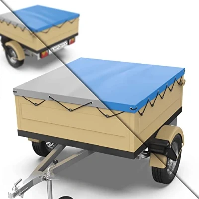 Afbeelding van Tarpofix® Afdekzeil voor aanhangers, 140 x 105 cm, incl. dekzeil, aanhangerzeil, plat zeil van pvc, zeilmateriaal, versterkt HP400, dekzeil aanhangers DDR, blauw