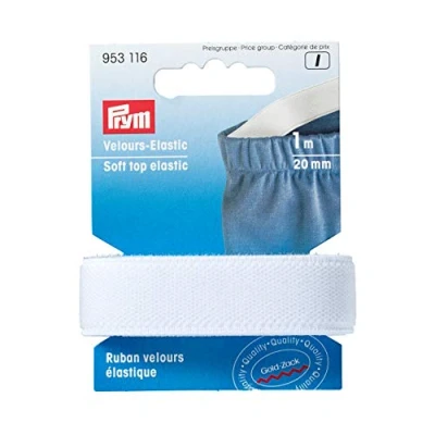 Afbeelding van Prym Velours bandelastiek Wit (20 mm, 1 m) Stuk