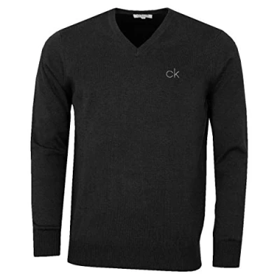 Afbeelding van Calvin Klein Heren V hals Tour Duurzame Golfsweater Houtskool S