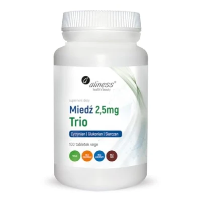 Afbeelding van Koper Trio Citraat Gluconaat Sulfaat 2,5 mg 100 tabletten Aliness
