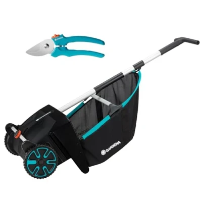 Afbeelding van Gardena Blad en gazonverzamelaar: veegmachine voor de tuin, met uitneembare opvangzak, roterend borstelsysteem, ergonomische handgreep, geluidsarm (3565 88)