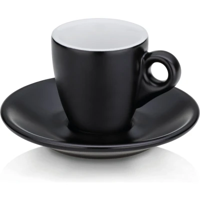 Afbeelding van Espressokop en Schotel Kela Mattia Zwart (Set van 2)