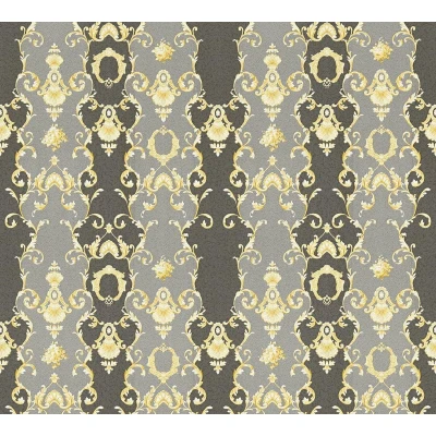 Afbeelding van Leen Bakker A.S. CrÃ ation Behang Barokprint Goud, Zwart En 53cm X 10,05 M AS Goudkleurig Vinyl Création