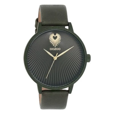 Afbeelding van OOZOO Timepieces bos groene horloge met leren band C11248