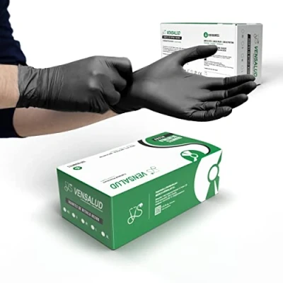 Afbeelding van VENSALUD NITRILE Wegwerphandschoenen Powder Free Resistent Voor laboratoria, sanitair, keuken, tattoo studio&#039;s, veterinaire, reiniging, onderzoek Latex 100 stuks Zwart Maat L