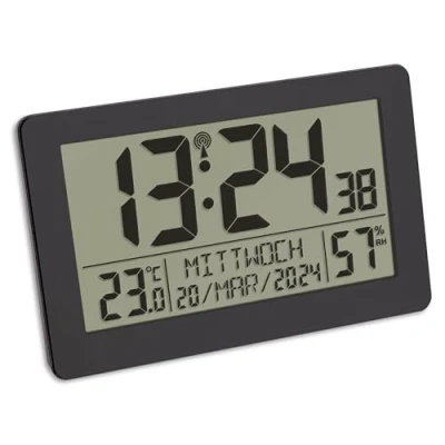 Afbeelding van TFA Dostmann 60.2557.01 Zendgestuurde klok Zendergestuurd 206 mm x 30 130 Zwart Groot display