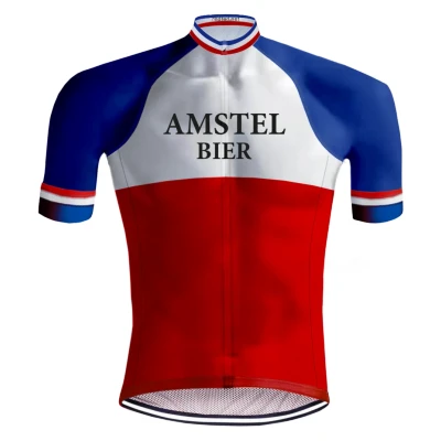 Afbeelding van Retro Wielershirt Amstel Bier Rood/Blauw REDTED
