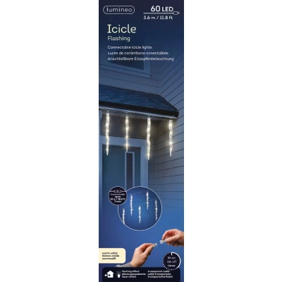 Afbeelding van LED Flashing IJspegel Lichtsnoer Warm Wit 60 LEDs 360 cm