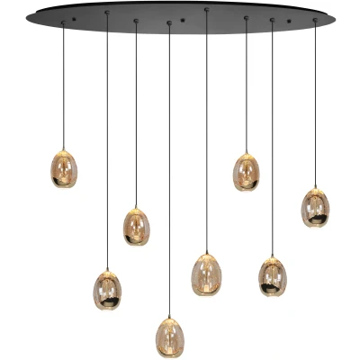 Afbeelding van Highlight Hanglamp Clear Egg ovaal 8 lichts L 100 cm helder zwart