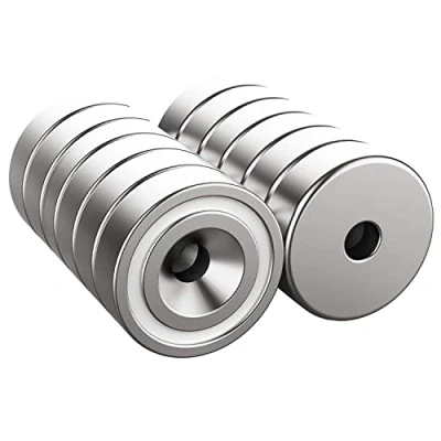 Afbeelding van Magnetpro 12 stuks Magneten 7 KG Force 16 x 5 mm met gat en capsule, verzonken kop potmagneet schroeven
