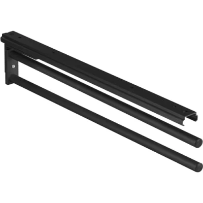 Afbeelding van Gedotec H6008 Handdoekhouder, zwart, uittrekbaar, voor badkamer en keukenkast, 90 zwenkbaar, zilver geanodiseerd, 2 armige theedoekenhouder, lengte 465 mm, made in Germany, handdoekreling, 1 stuk