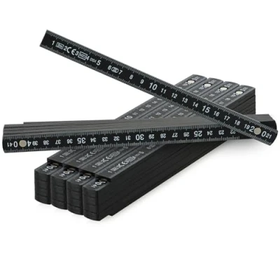 Afbeelding van COM FOUR® 5x duimstok van kunststof 2 meter met 10 secties metrisch in zwart (5 stuks zwart)