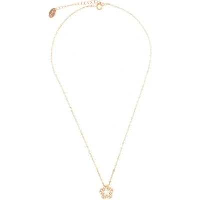 Afbeelding van Behave Dames kettinkje rosè kleur bloemetjes hanger 40 cm