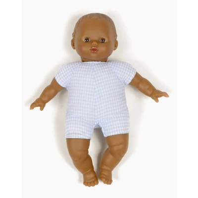 Afbeelding van Minikane Lucas Vintage Babies donkere pop zacht lijf bruine ogen 28cm