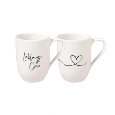 Afbeelding van Villeroy &amp; Boch Statement bekerset Lieblingsoma 2dlg., 280ml, Premium porselein, wit