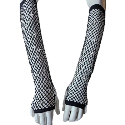 Afbeelding van BamBella® Vingerloos Net handschoenen One Size Zwart Visnet Feest Gothic Carnaval