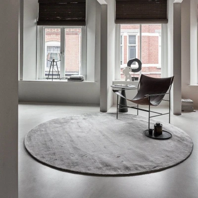 Afbeelding van Rond Vloerkleed Felva Viscose Silk Silver Interieur05