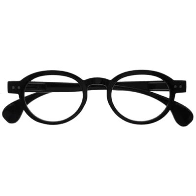 Afbeelding van OPULIZE OCA Leesbril Modern Retro Rond Montuur Glanzend Zwart Heren Dames Veerscharnieren R54 1 +3.50