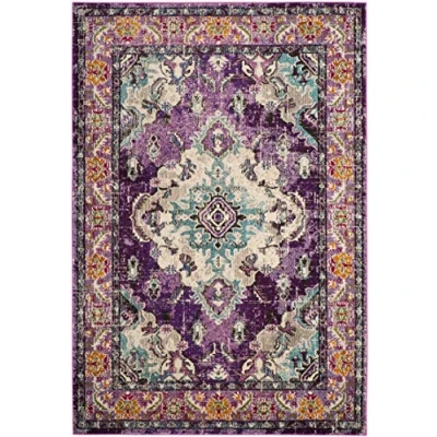 Afbeelding van Safavieh Gewassen tapijt modern patroon, MNC251, geweven polypropyleen, violet/lichtblauw, 90 x 150 cm