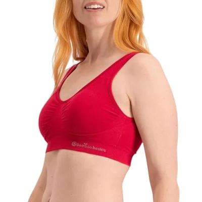 Afbeelding van Bamboo Basics niet voorgevormde naadloze bh top Fleur met bamboe rood