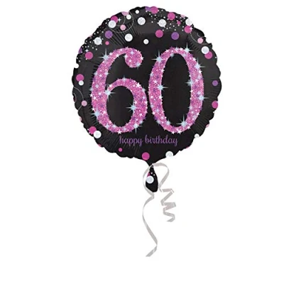 Afbeelding van Amscan Folieballon 60 Jaar Zwart/roze 45 Cm