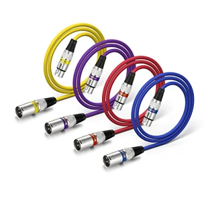 Afbeelding van EBXYA XLR Kabel Lead, Mannelijk naar Vrouwelijk Microfoon Gekleurde Patchkabels 1 Meter 4 Packs