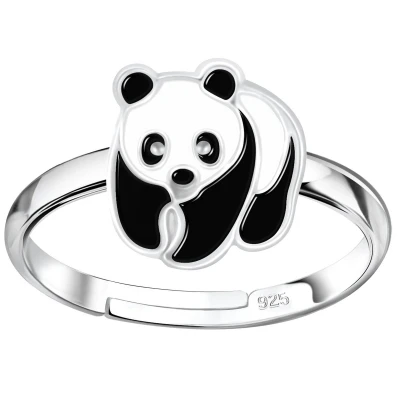 Afbeelding van JoyS Zilveren Panda ring verstelbaar pandabeer voor kinderen