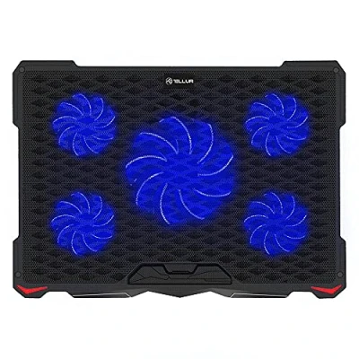 Afbeelding van TELLUR Laptopkoeler, koelsysteem voor notebooks van 11 tot 17,3 inch, MacBook, 5 stil, 1500 omw/min, USB, laptopventilator, in hoogte verstelbaar