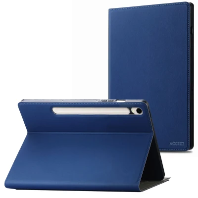 Afbeelding van Samsung Galaxy Tab S9 Hoes: Accezz Classic Tablet Case Bookcase Donkerblauw Siliconen En TPU (zacht) Hoezen