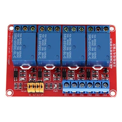 Afbeelding van 4 kanaals relaismodule, relaisbord 5V relaismodule met optocoupler Hoge en lage triggermodule voor Arduino 5V/12V/24V (5V) Relais