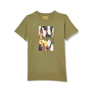 Afbeelding van JEEP O102905 E100 J Heren T shirt met grote opdruk schors Camouflage J23W Olive Green XXL, Olijfgroen, XXL